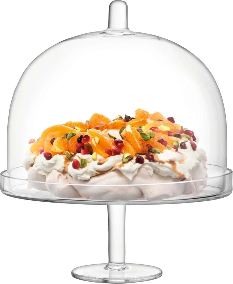 Serve Serveerplateau op Voet met Stolp Ø 25 cm de LSA International en Transparent – photo produit