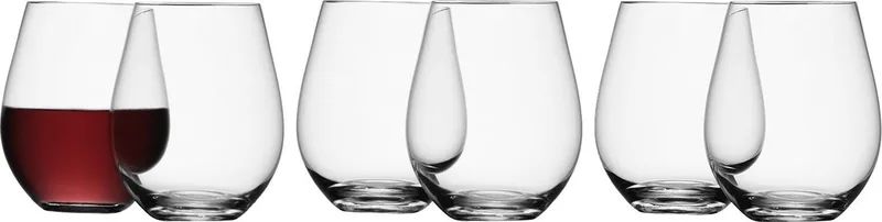 Stemless Rode Wijn Glas 530ml Set van 6 Stuks by LSA International in Transparent – product photo
