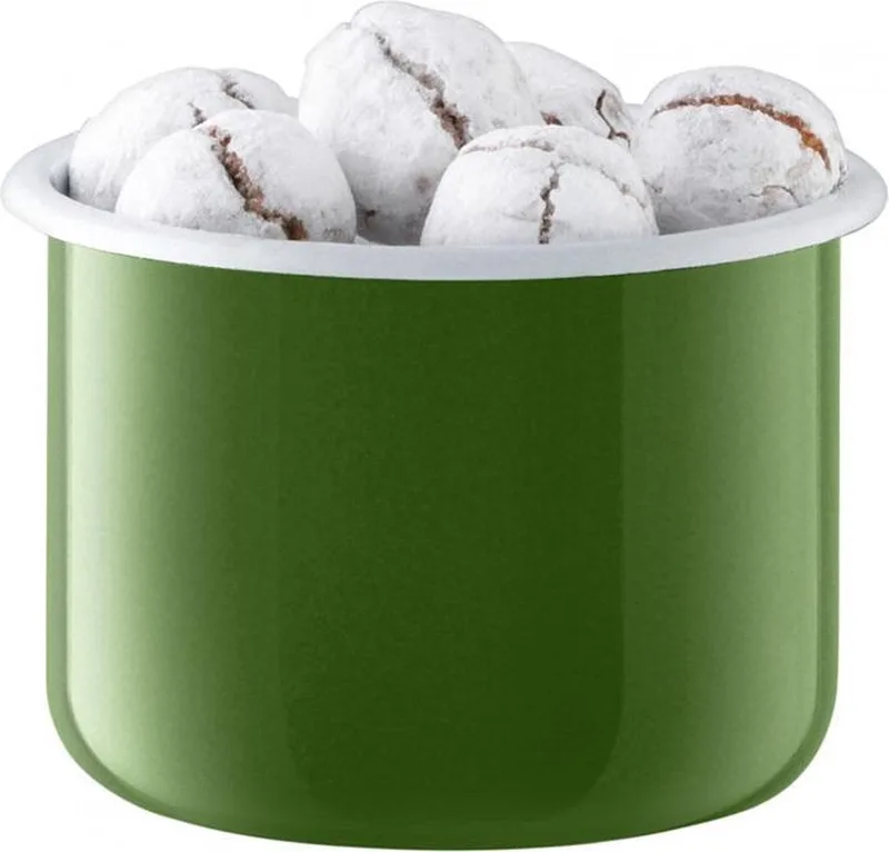 Utility Voorraadpot - Incl. Eikenhouten Deksel - Geëmailleerd Staal - Ø 18 x 14 cm de LSA International en Vert – photo produit