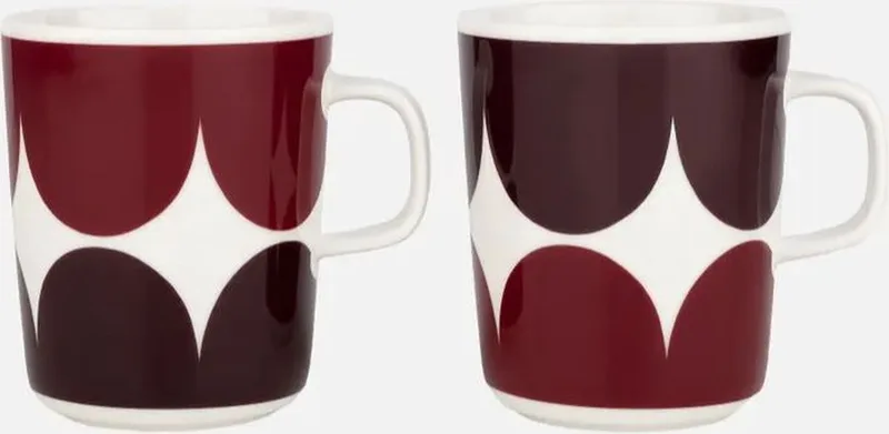 Härkä - Mok - 25cl - Set van 2 de Marimekko en Bordeaux wijnrood – photo produit
