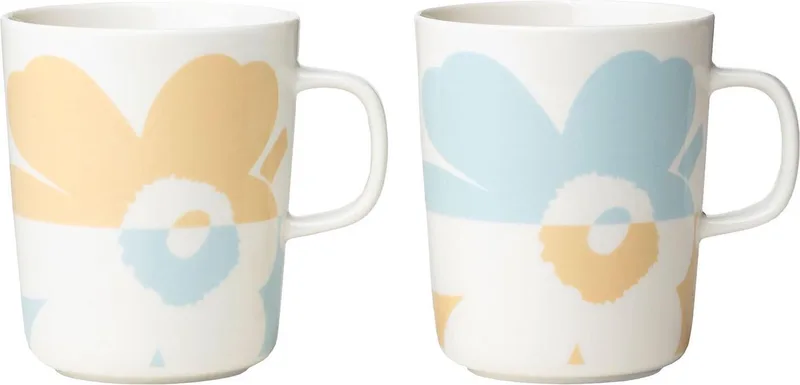 Mok 25cl Gebloemd Blauw/oranje by Marimekko in White – product photo