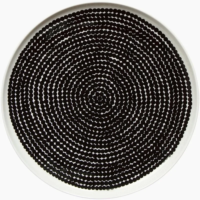 Oiva Räsymatto - Bord - 25cm - Wit-Zwart de Marimekko en Blanc – photo produit