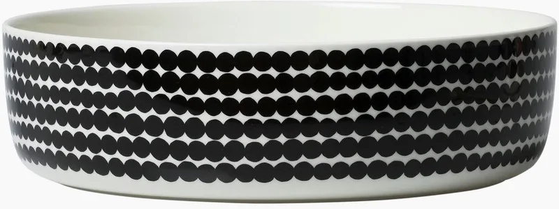 Oiva Räsymatto - Serveerschaal - 3l - 28cm - Wit-Zwart by Marimekko in Black – product photo