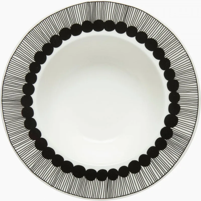 Oiva Siirtolapuutarha - Diep Bord - 20cm - Wit-Zwart von Marimekko in Schwarz – Produktfoto