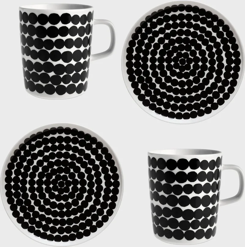 Oiva / Siirtolapuutarha - Ontbijtset van Marimekko in Zwart – productfoto