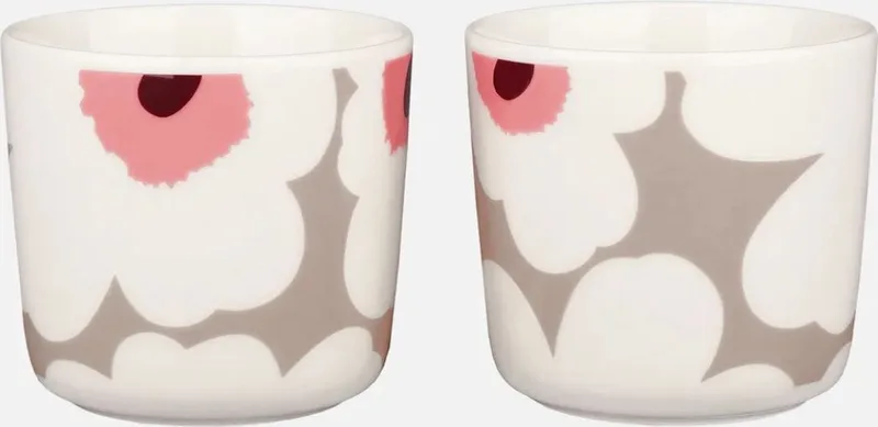 Oiva Unikko - Mok - Zonder oor - 20cl - Roze beige - Set van 2 fra Marimekko i Beige roze – produktbillede