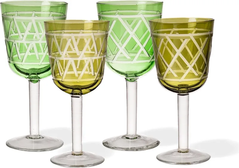 Wijnglas- Tie Up- Set/4 by Pols Potten in Green – product photo