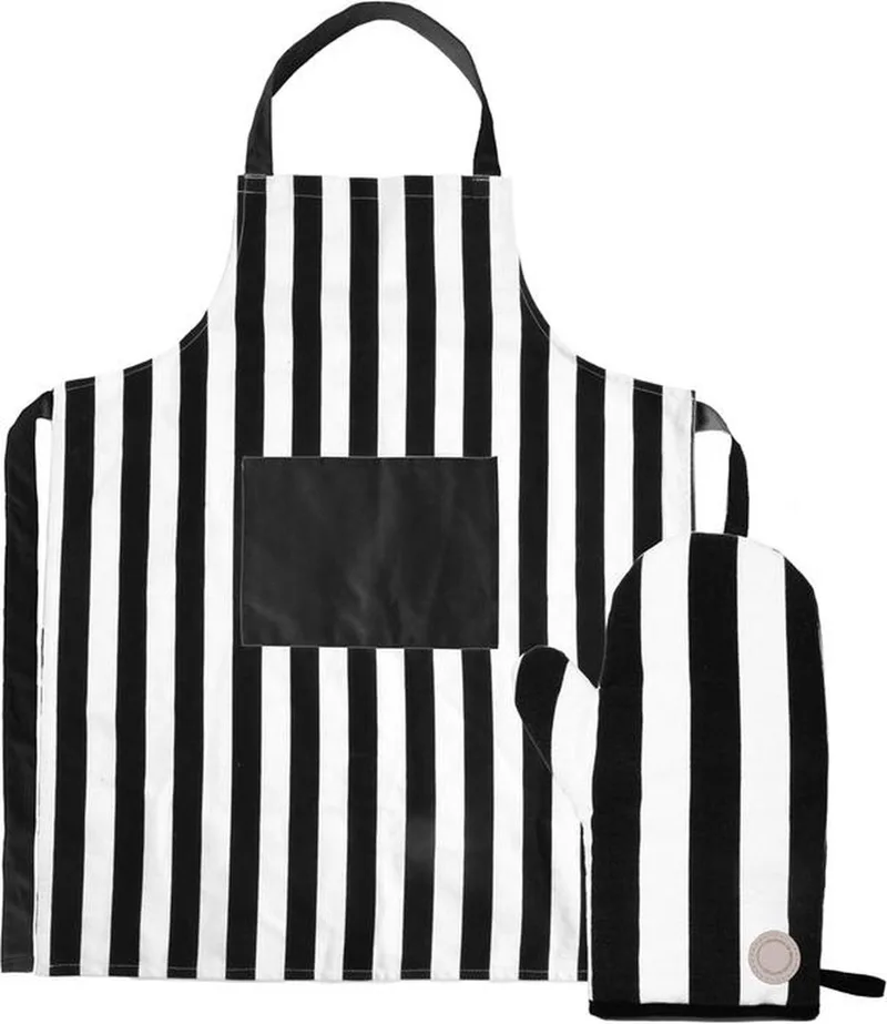 Aron schort & bbq handschoenen set Zwart/beige von Sagaform in Schwarz, Beige – Produktfoto