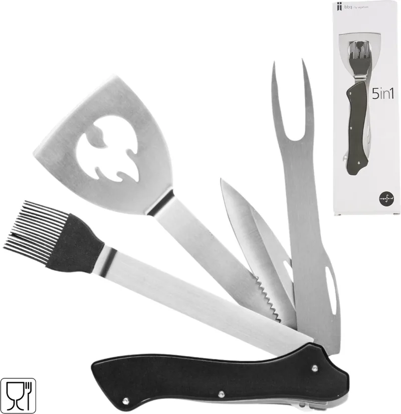 barbecue grill gereedschap 5 in 1 multitool 29 cm von Sagaform in Silber – Produktfoto