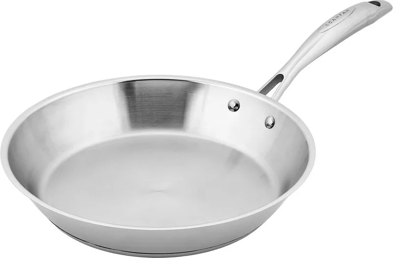 Koekenpan - 28cm - STS - Zonder antiaanbaklaag - Geschikt voor alle warmtebronnen (incl. inductie) de Scanpan en Hoogglans chroom – photo produit