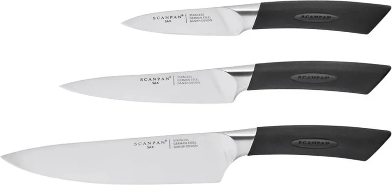 Messenset - SAX - 3-delig. 1x schilmes 9cm - 1x universeel mes 15cm - 1x koksmes 20cm de Scanpan en Noir, Rvs – photo produit