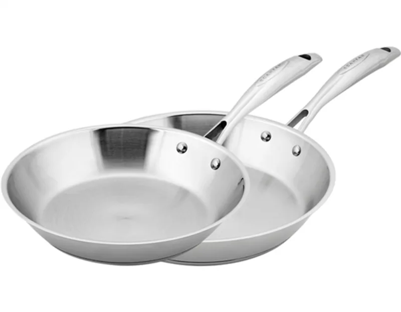 Set van 2 koekenpannen - Zonder Anti-aanbaklaag- STS - 20 en 28 cm. Geschikt voor alle warmtebronnen ( incl. inductie ) de Scanpan en Argent – photo produit