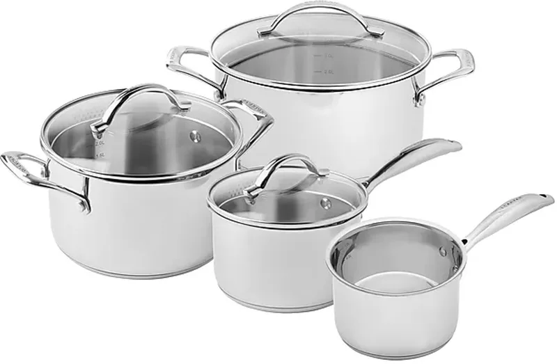 STS Pannenset - Kookpannenset - 4-delig - RVS - Inductie - Geschikt voor alle warmtebronnen by Scanpan in Silver – product photo