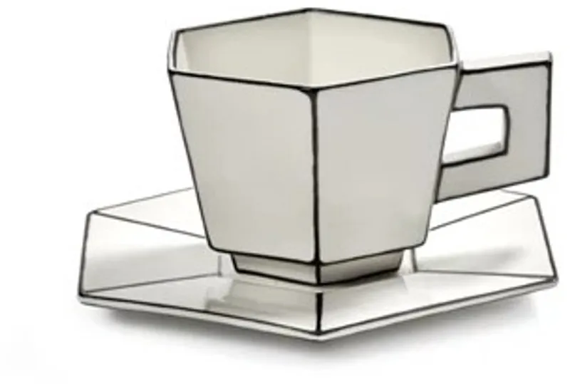 Annebet Philips Carte Blanche cappuccino kop + schotel 220ml wit / zwart (set van 2) by Serax in White, Black – product photo