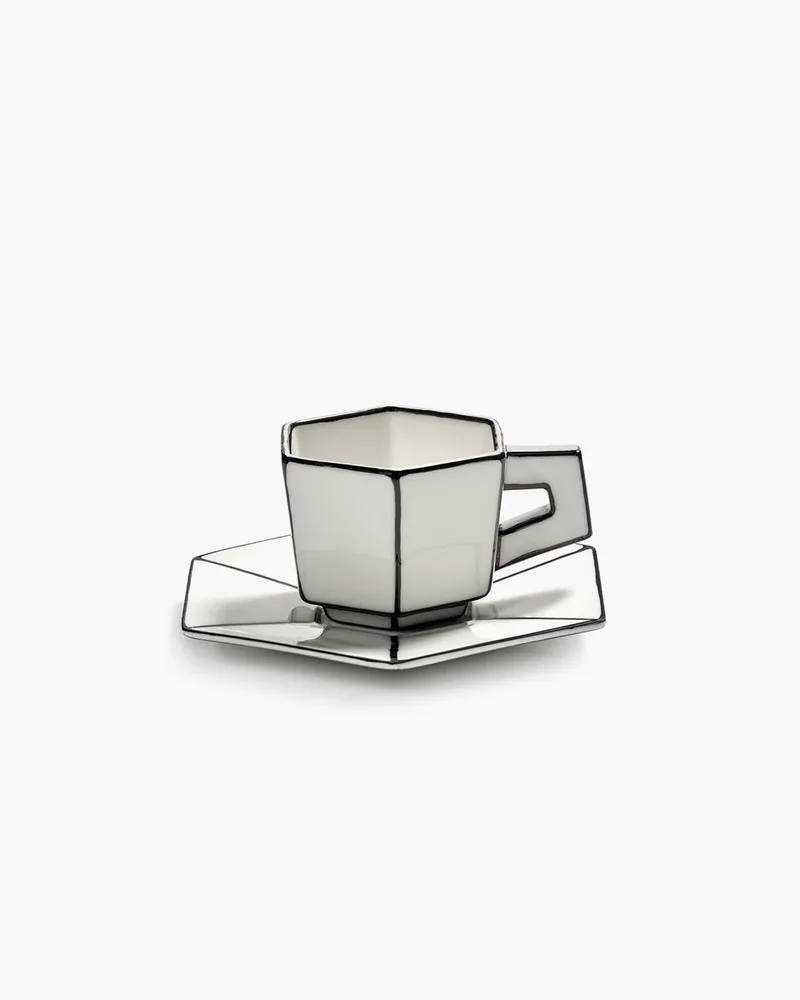 Annebet Philips Carte Blanche Espresso kop + schotel 9cl inhoud (set van 2) van Serax in Wit, Zwart – productfoto