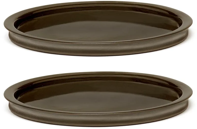 Dune Bord van Kelly Wearstler, Ø 23 cm, Leisteen / (set van 2) de Serax en Marron – photo produit