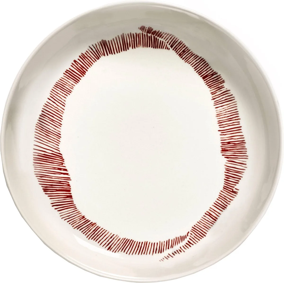 Feast By Ottolenghi Diep Bord Ø22 White Stripes Red de Serax en Blanc – photo produit