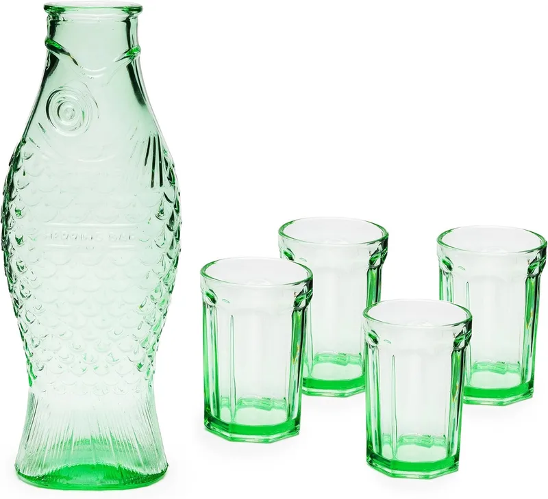 Fish & Fish Karaffen- & Glas Set Groen | Paola Navone Design van Serax – productfoto