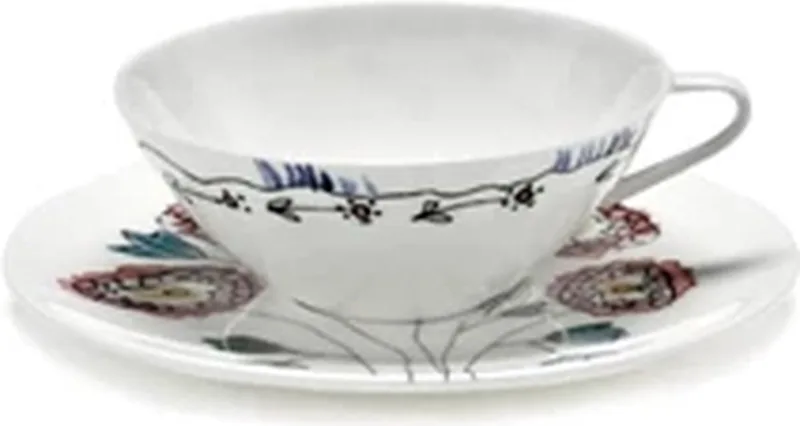 Marni Midnight Flowers Anemone Milk koffiekop laag 10cl + schotel rood / blauw by Serax in White – product photo