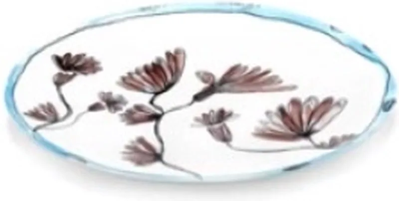 Marni Midnight Flowers Camelia Aubergine plat bord D20cm bruin / blauw fra Serax i Flerfarvet – produktbillede