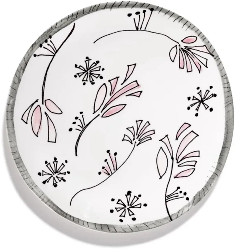 Marni Midnight Flowers Fiore Rosa plat bord D28cm roze / zwart de Serax en Blanc – photo produit