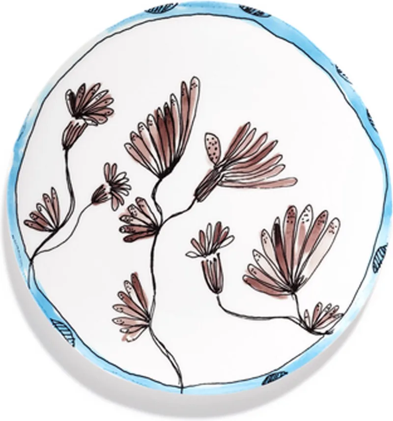 MARNI midnightflowers - Bord L Camelia Aubergine 28 cm - 2 stuks by Serax in White – product photo