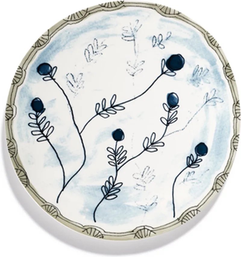 MARNI Midnightflowers - Bord L Mirtillo Tea 28 cm - 2 stuks fra Serax i Hvid – produktbillede