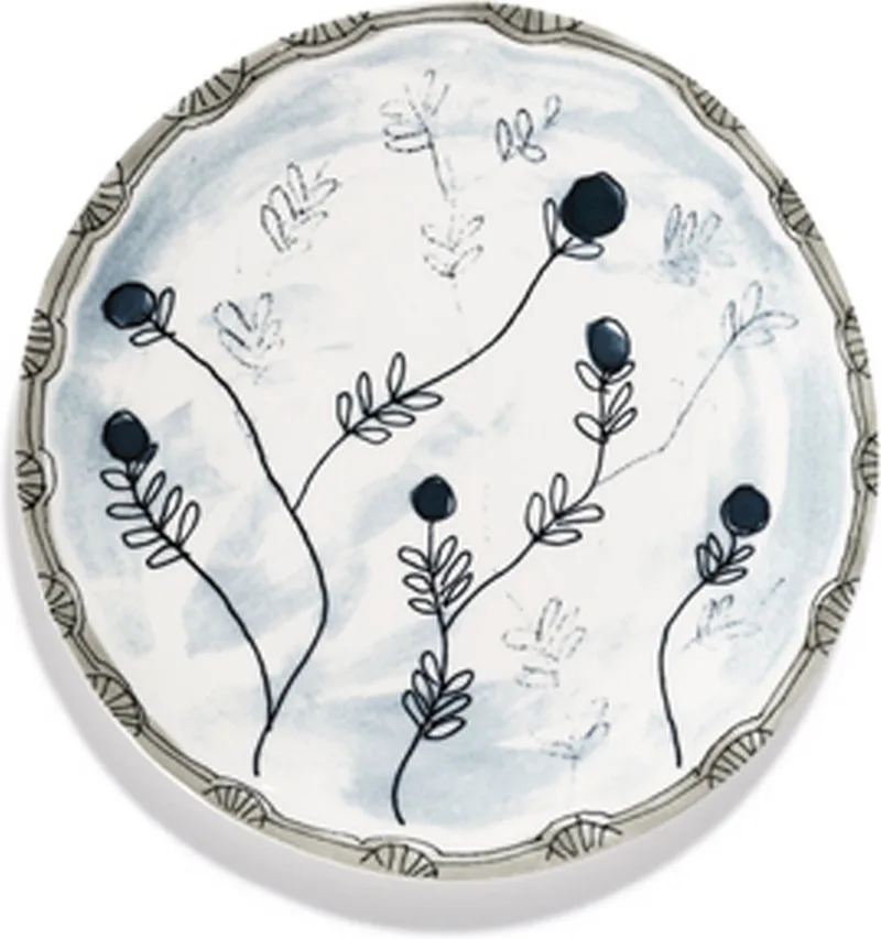 MARNI Midnightflowers - Bord M Mirtillo Tea 24 cm - 2 stuks by Serax in White – product photo