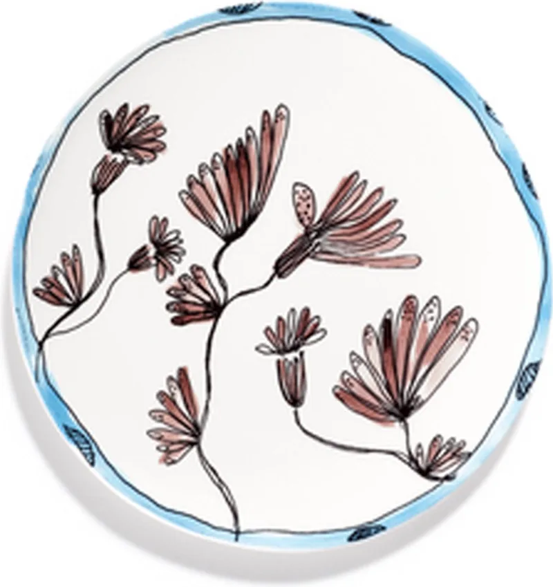 MARNI Midnightflowers - Bord S Camelia Aubergine 20 cm - 2 stuks by Serax in White – product photo