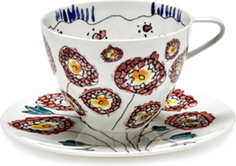 MARNI Midnightflowers - Cappuccinokop met schotel Anemone Milk - 2 stuks von Serax in Weiß – Produktfoto