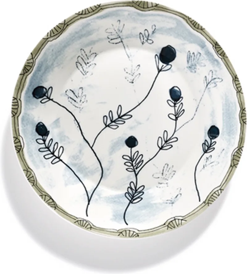 MARNI Midnightflowers - diep bord L Mirtillo Tea 26 cm - set van 2 von Serax in Weiß – Produktfoto