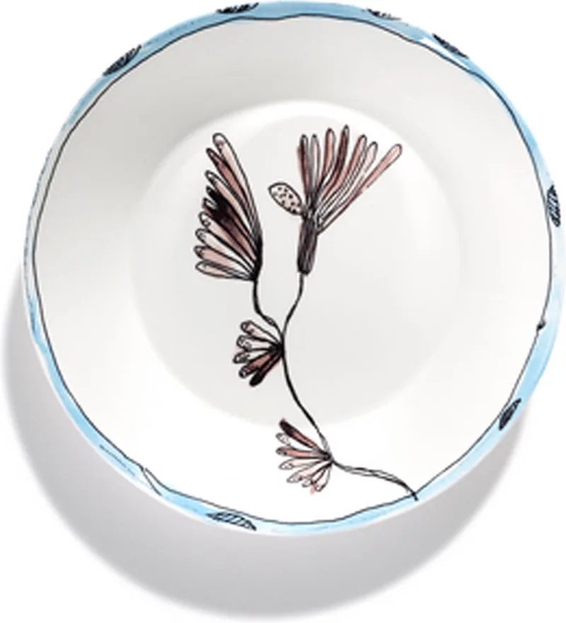 MARNI Midnightflowers - Diep bord M Camelia Aubergine 22 cm - 2 stuks by Serax in White – product photo