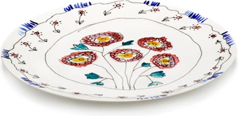 MARNI Midnightflowers - Serveerschaal plat L Anemone milk 35 cm de Serax en Blanc – photo produit