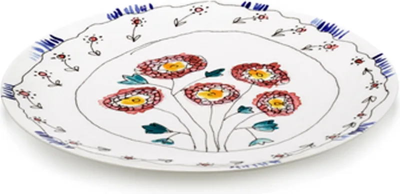 MARNI Midnightflowers - Serveerschaal plat S Anemone Milk 31 cm von Serax in Weiß – Produktfoto