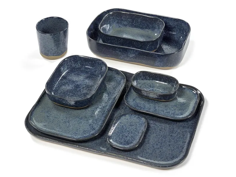 Merci La Nouvelle Table - Extra Diep Bord M - Blauw/Grijs - 8 stuks från Serax i Blå – produktbild