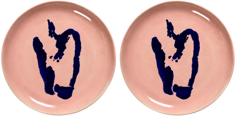 Ottolenghi Feast - Bord M - Roze/Blauw - 22 Ø - 2 stuks by Serax in Pink – product photo