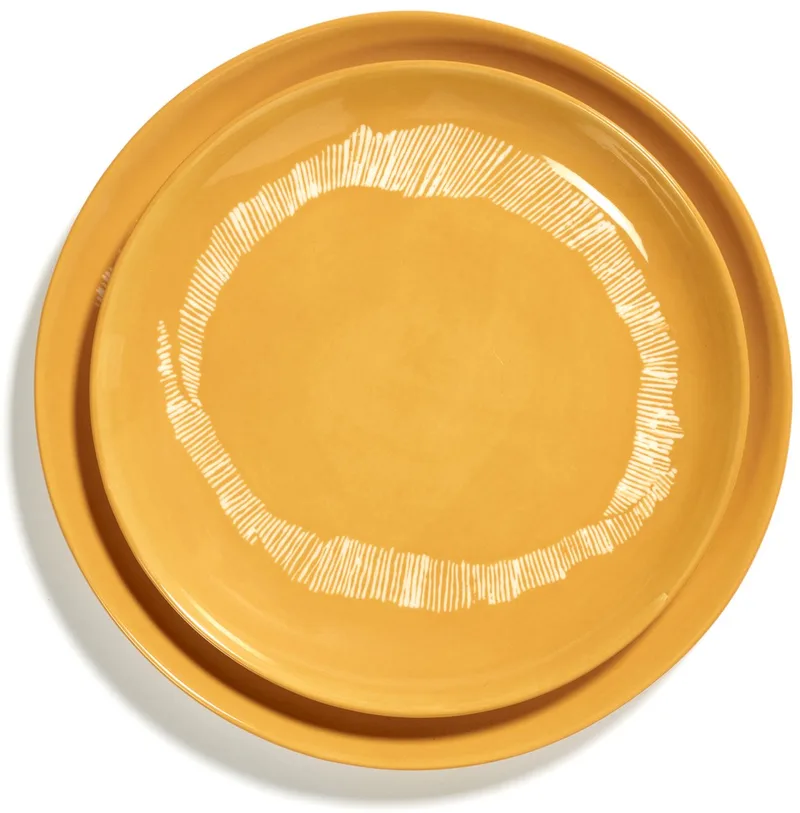 Ottolenghi Feast - Bord S - Geel/Wit - 19 Ø - 2 stuks by Serax in Yellow – product photo