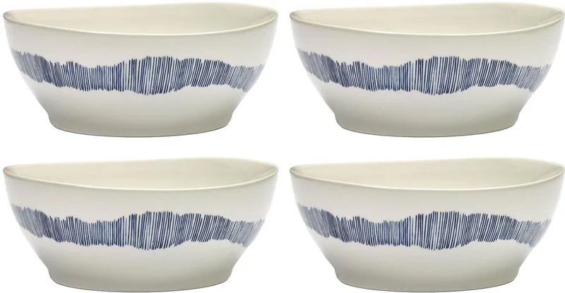 Ottolenghi Feast - Kom L - Wit/Blauw - 18 Ø - 4 stuks de Serax en Blanc – photo produit