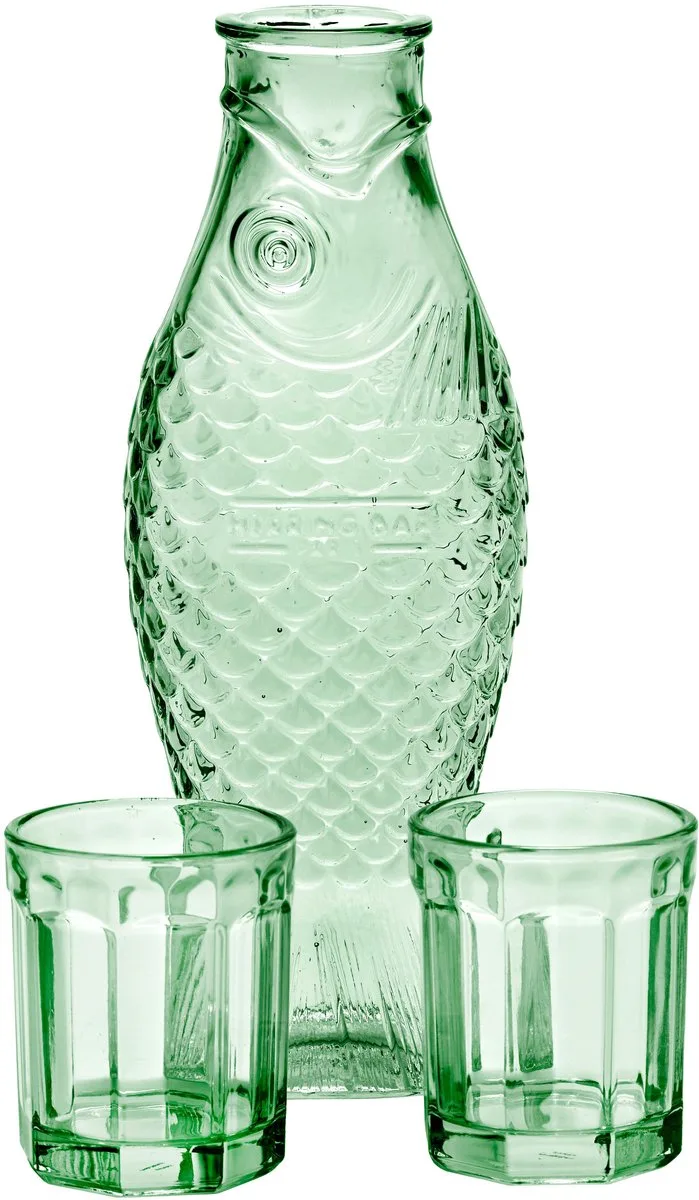Paola Navone Set karaf met 2 glazen fish & fish M van Serax in Groen – productfoto