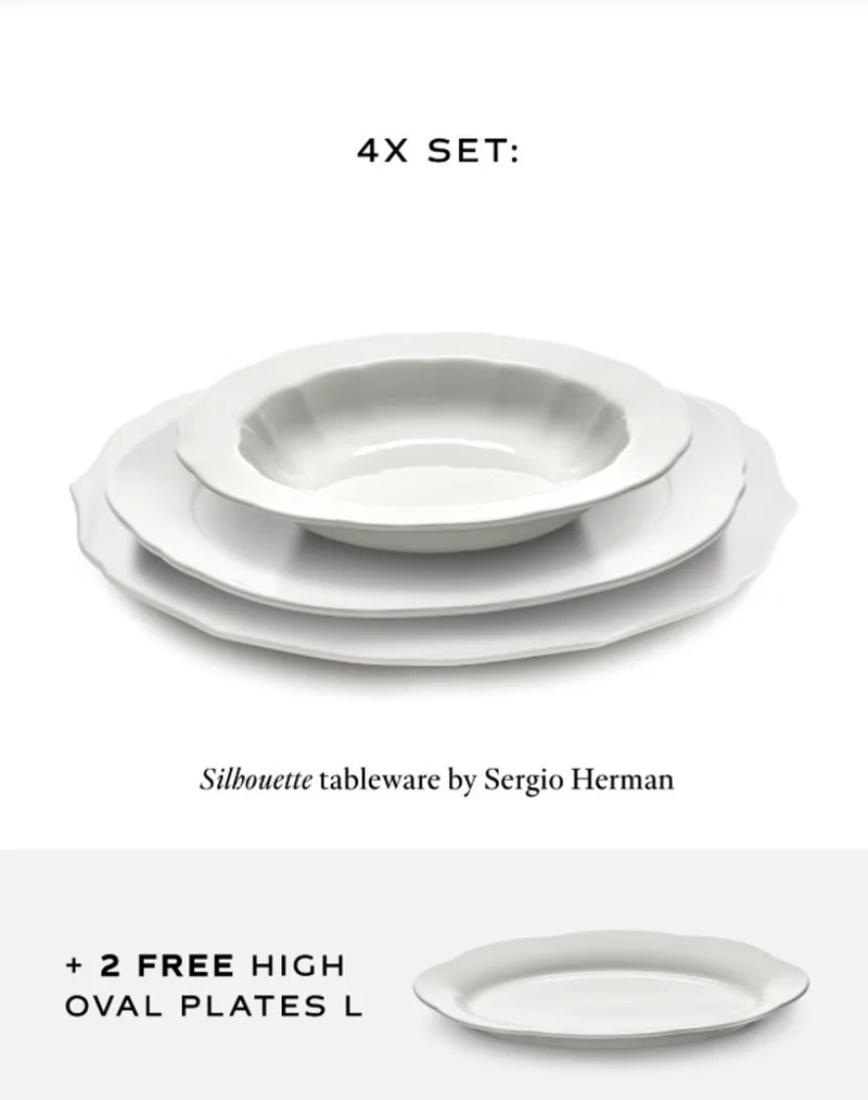 Sergio Herman Serviesset Silhouette 14 delig / 4 personen (2 GRATIS serveer schalen) by Serax in White – product photo