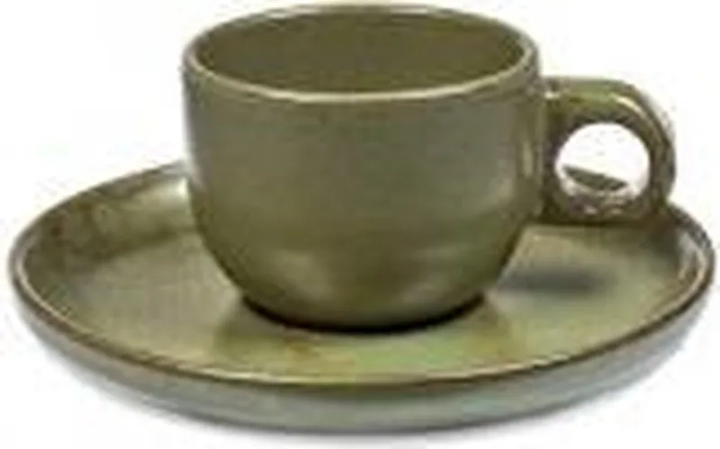 Sergio Herman Surface - Espressokop + Schotel - Camogroen - 13 Ø - 4 stuks van Serax in Groen – productfoto
