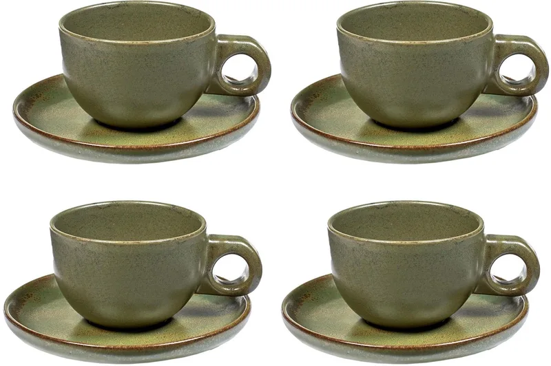 Sergio Herman Surface - Koffiekop + Schotel - Camogroen - 13 Ø - 4 stuks by Serax in Green – product photo