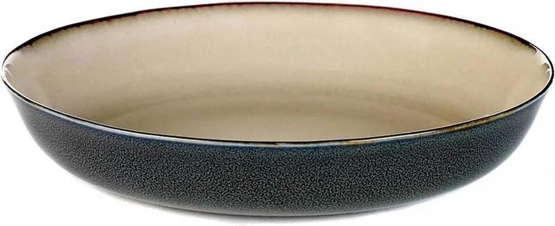 serveerschaal medium D21 H4 misty grey/dark blue van Anita Le Grelle voor Serax de Serax en Misty grey dark blue – photo produit