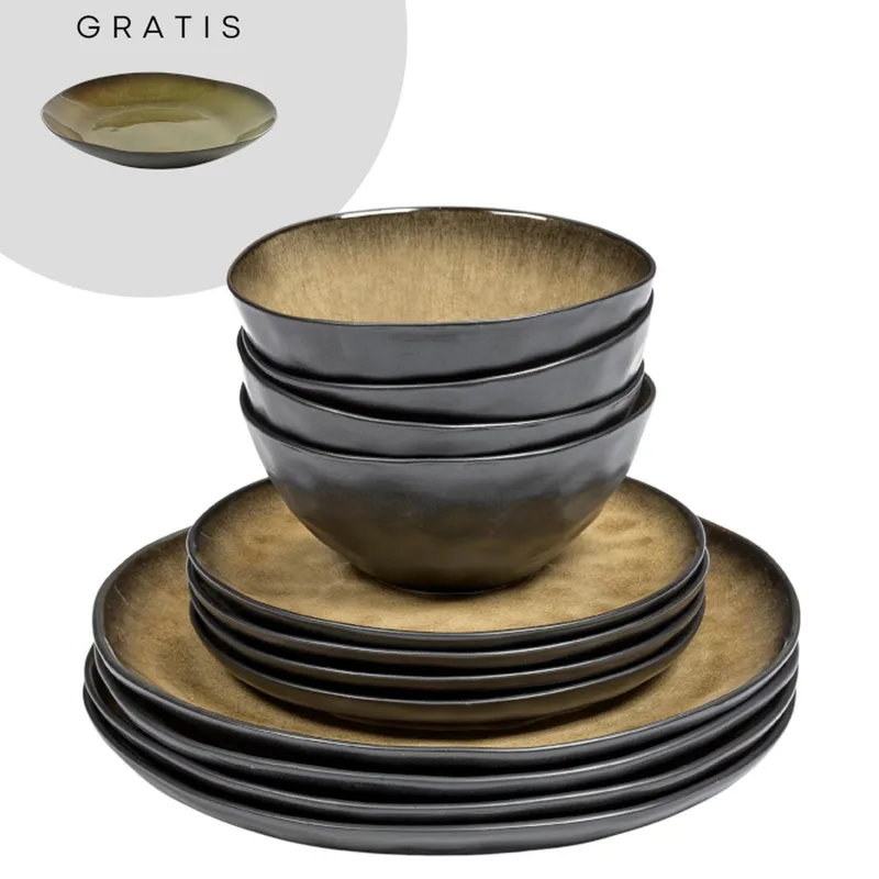 SUPER ACTIE: Serax Pascale Naessens Green Pure Serviesset (13 delig) 4 personen by Serax in Black, Green – product photo
