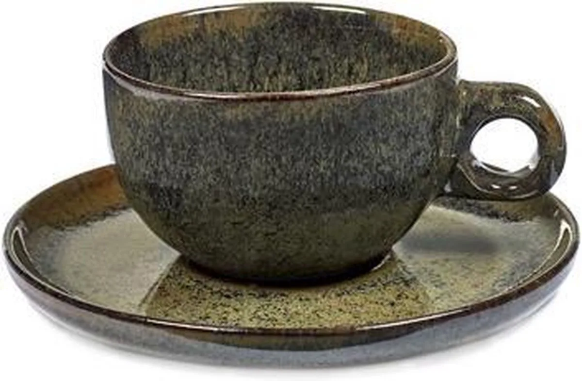Surface by Sergio Herman Cappuccino Kopjes met Schotel - Indi Grey - 4 stuks by Serax in Asgrijs – product photo