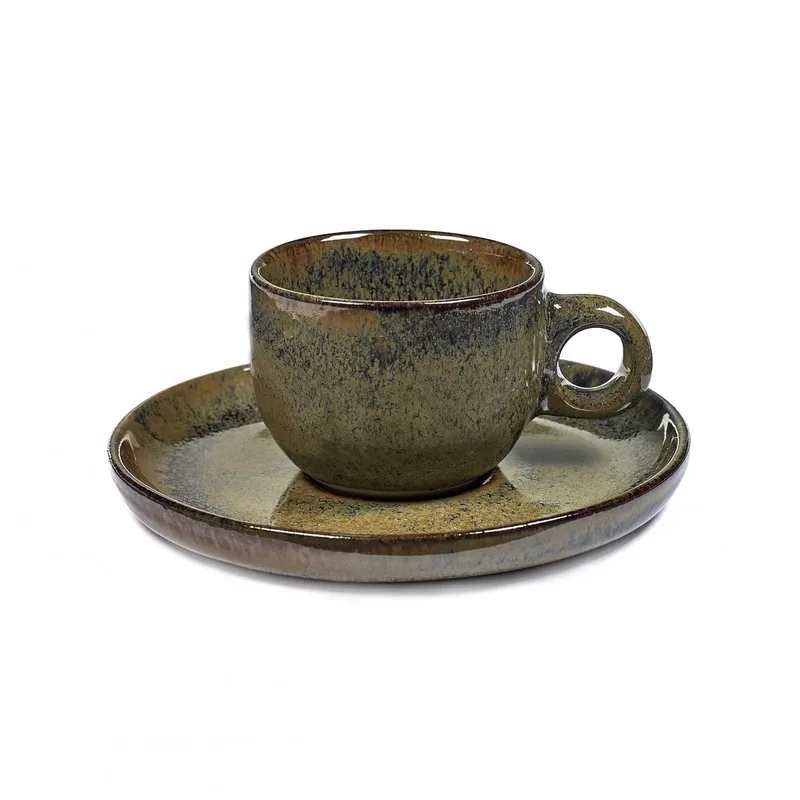 Tasse à espresso avec soucoupe Surface 10 cl Indi grey de Serax – photo produit