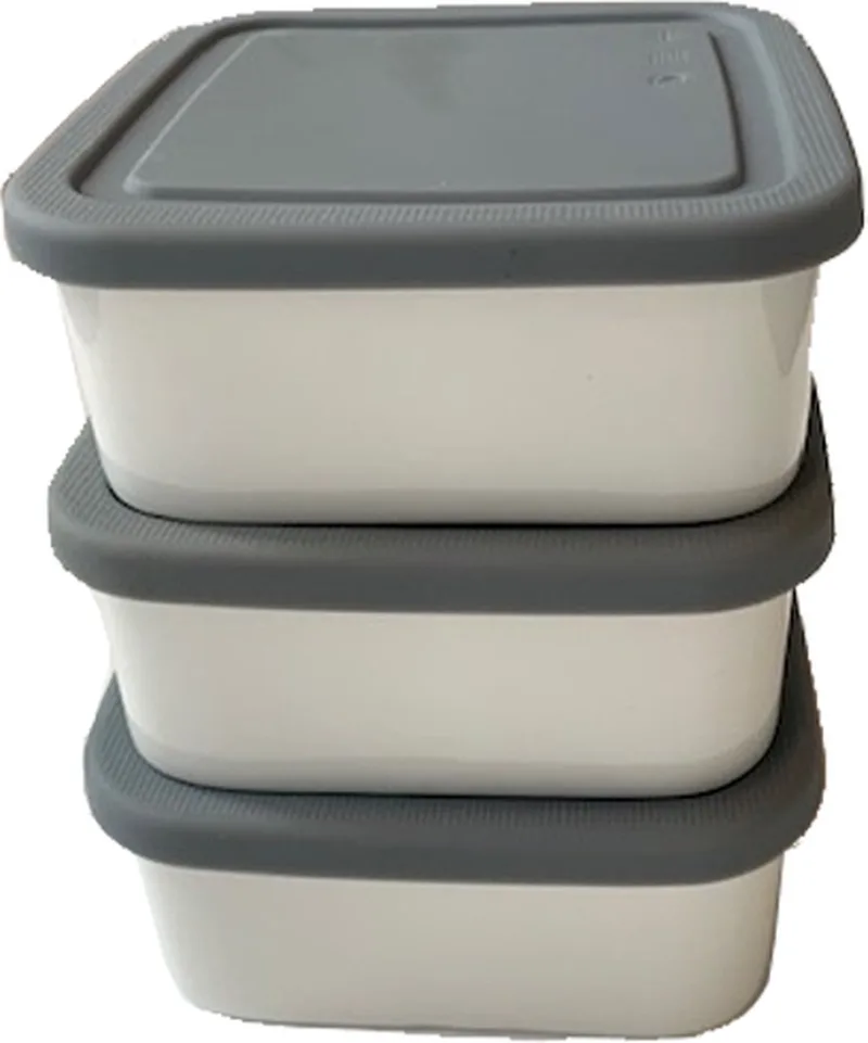 vershouddoos porselein met siliconendeksel 13 cm - set van 3 van Serax in Wit – productfoto