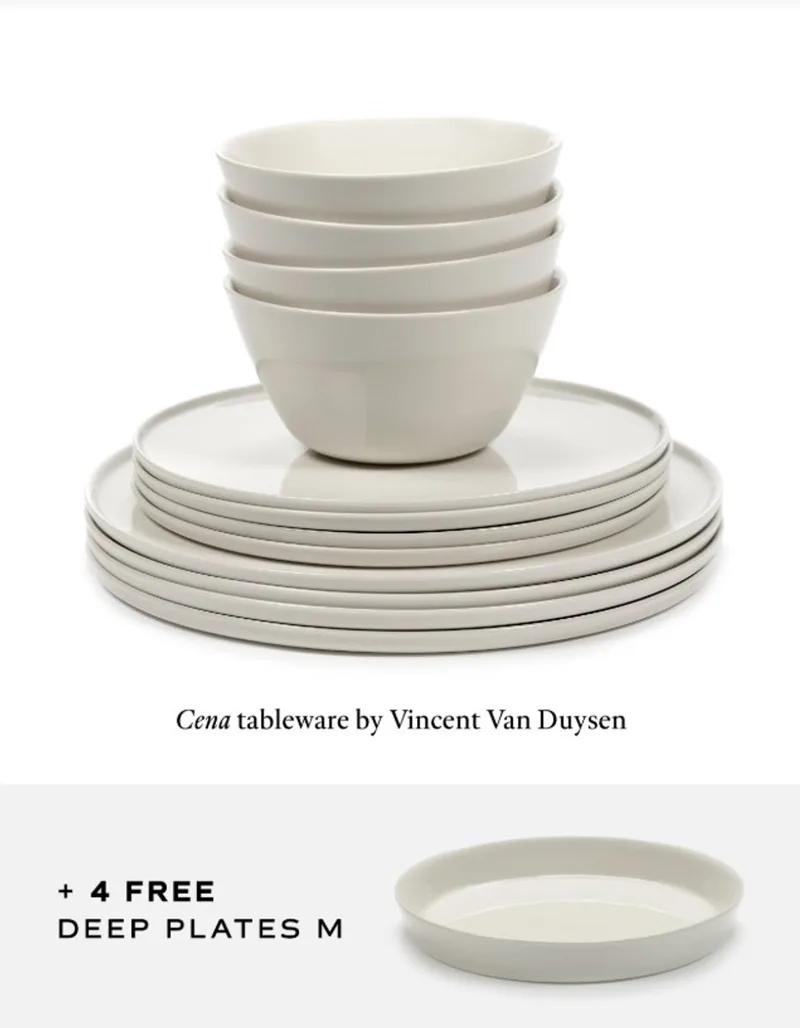 Vincent Van Duysen Serviesset Cena Ivory 16 delig / 4 personen (4 GRATIS diepe borden) fra Serax i Hvid – produktbillede