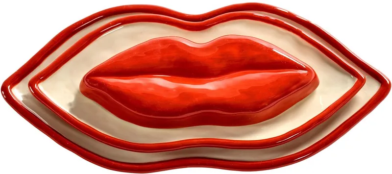 Wouters & Hendrix Les Objets Mouleversants Lips schaal set van 3 rood / wit (in luxe geschenkverpakking) von Serax in Mehrfarbig – Produktfoto