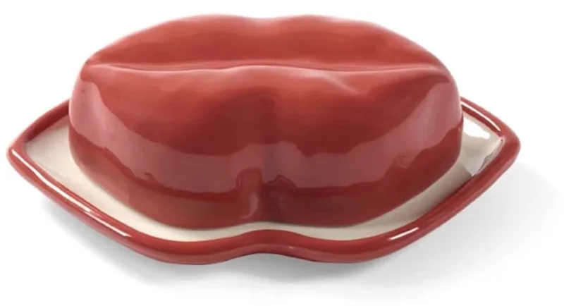 Wouters & Hendrix Les Objets Mouleversants Lips schaaltje met deksel 18x12cm H6cm / wit by Serax in Red – product photo